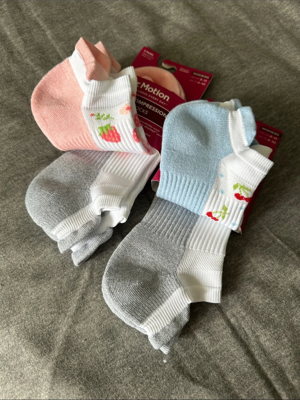 Everyday Compression Ankle Socks - Pink & Light Blue - 2 Pack